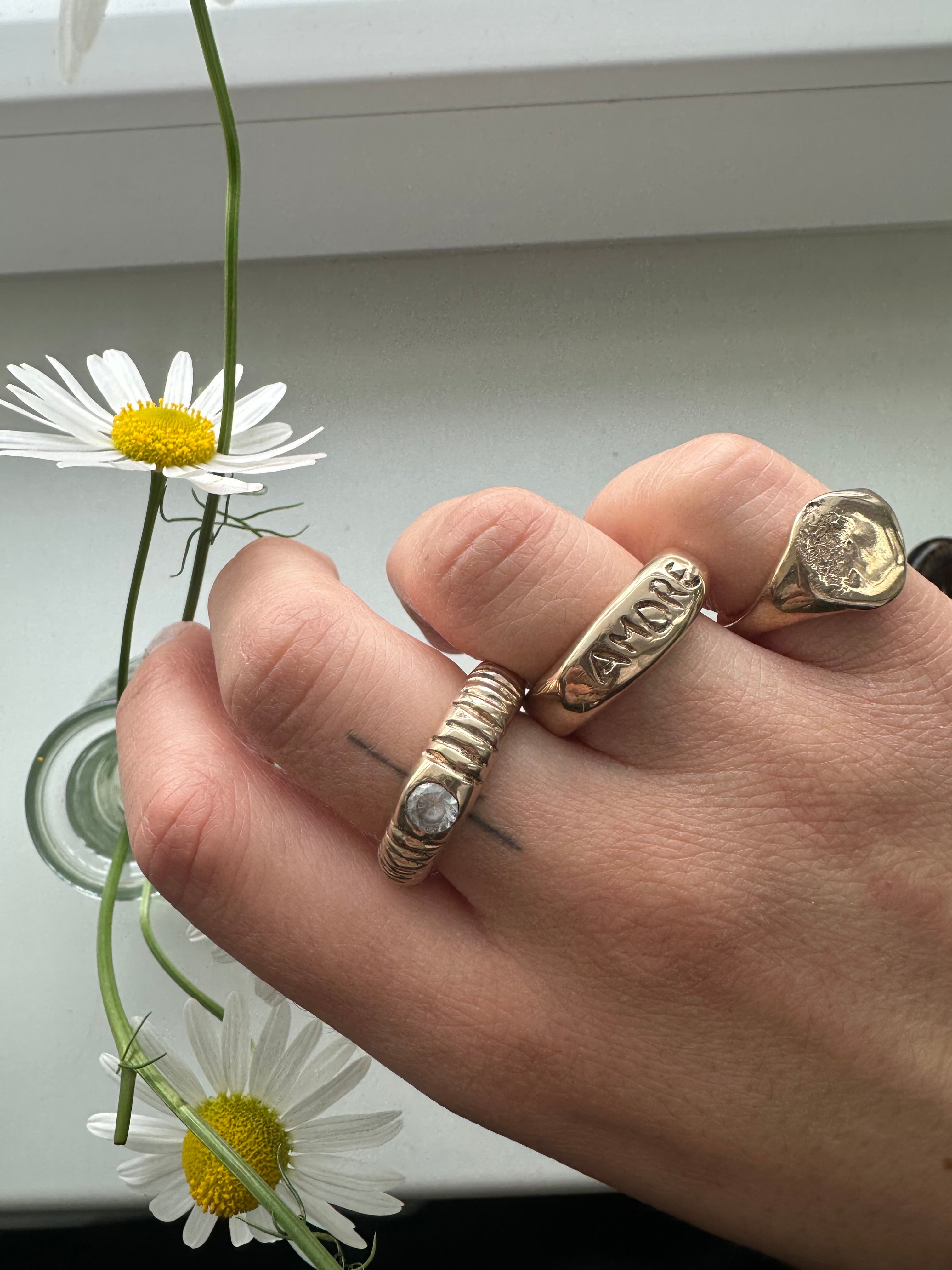 Croissant diamond ring