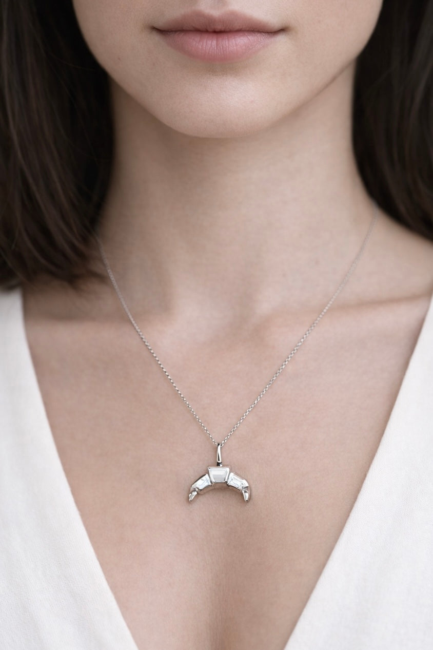 Croissant silver necklace