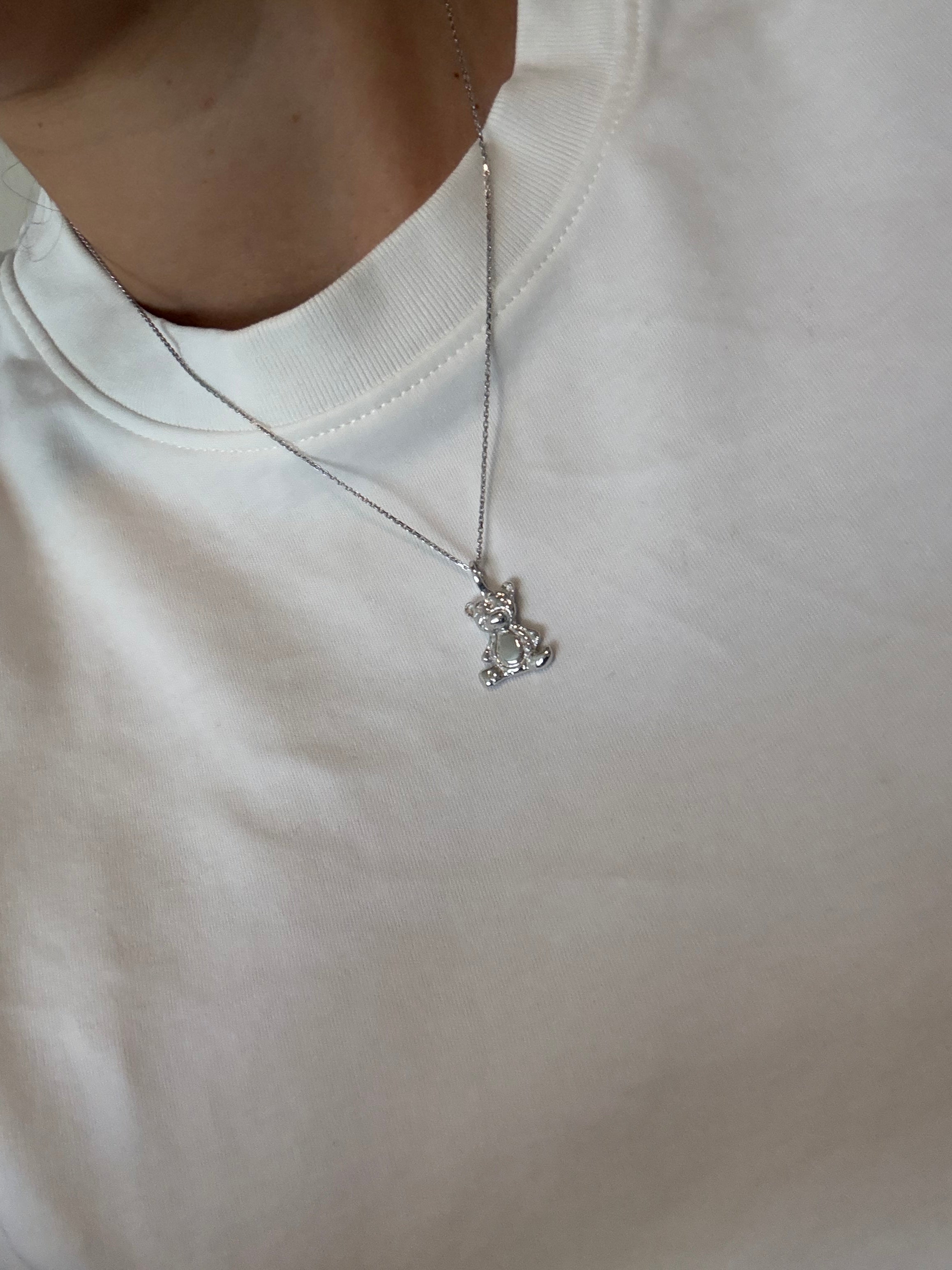 Bear silver necklace