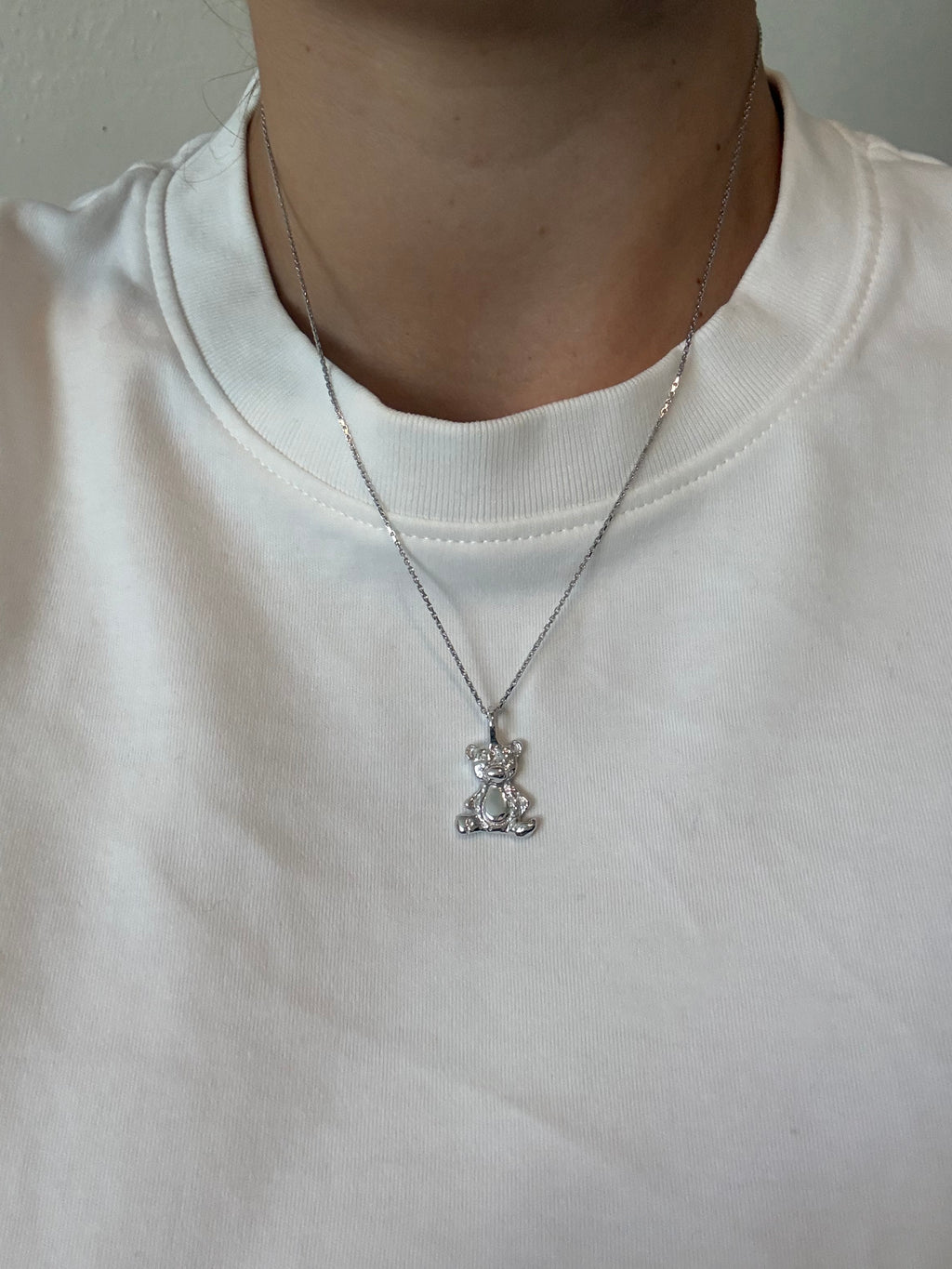 Bear silver necklace