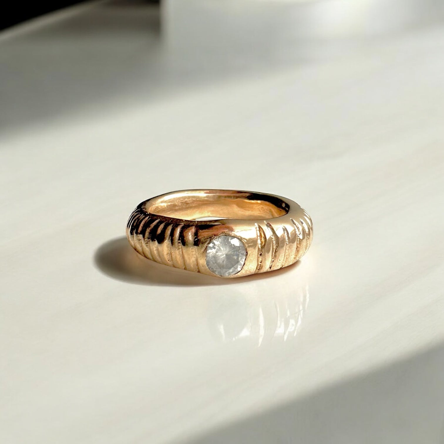 Croissant diamond ring