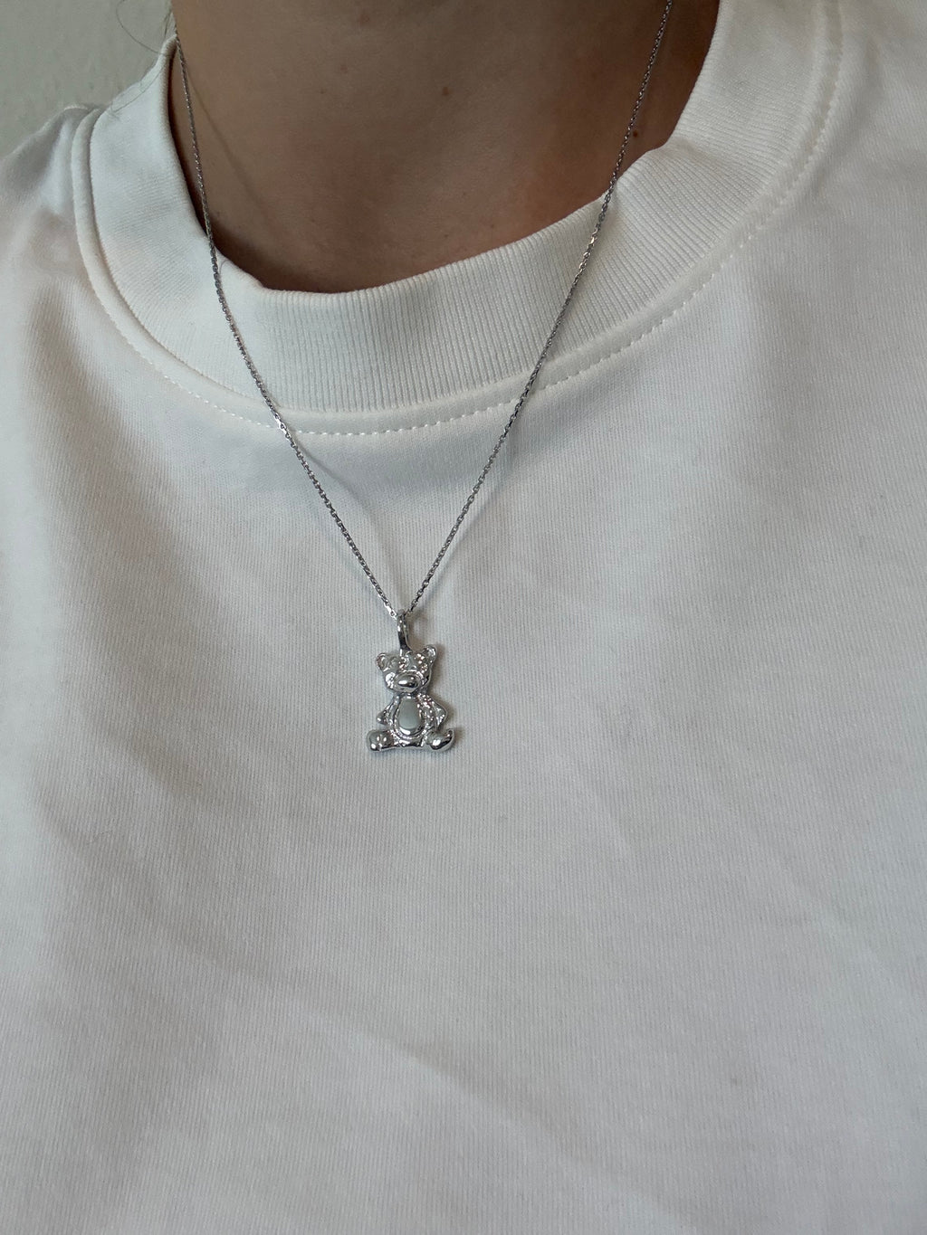 Bear silver necklace
