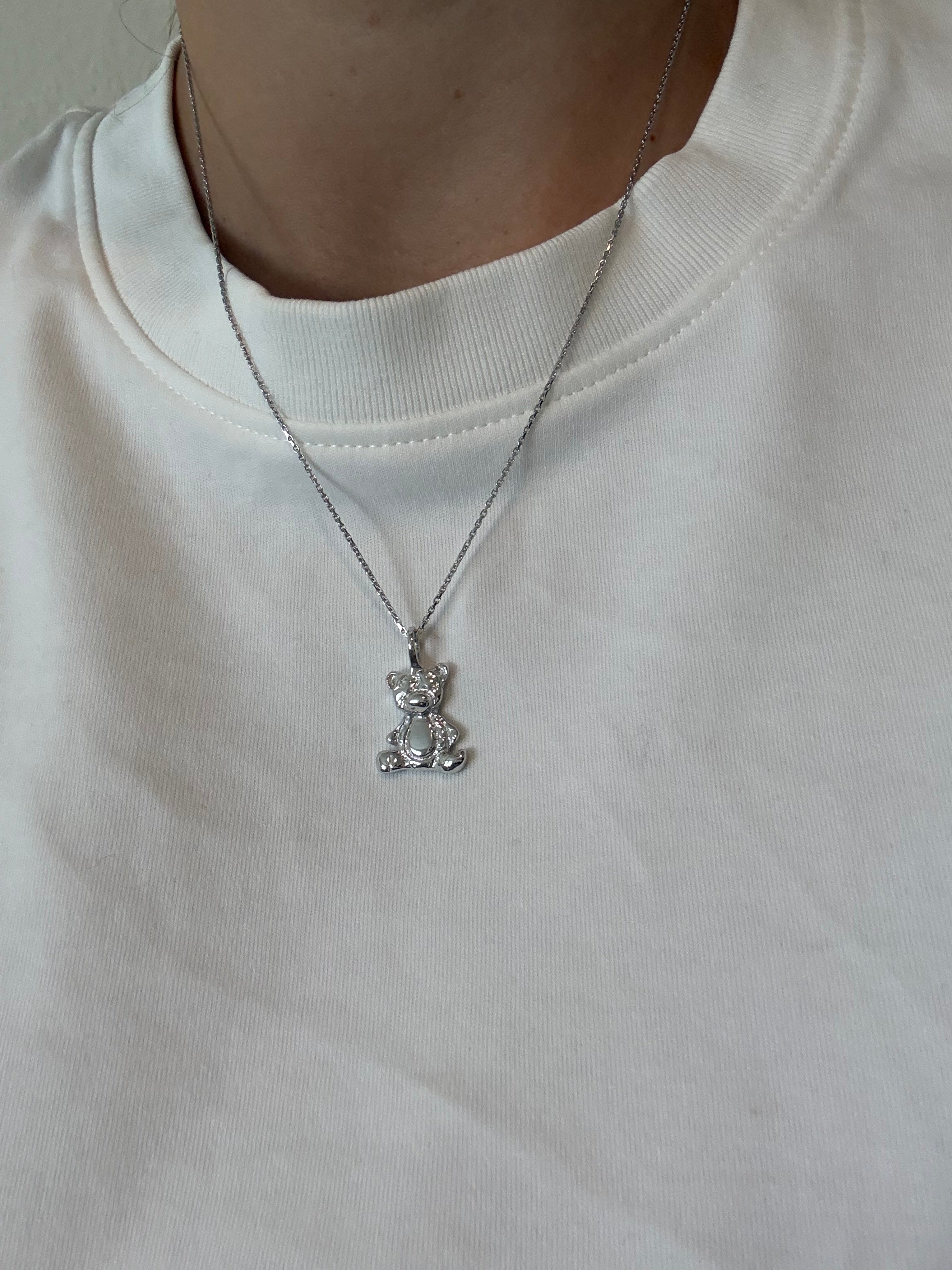 Bear silver necklace