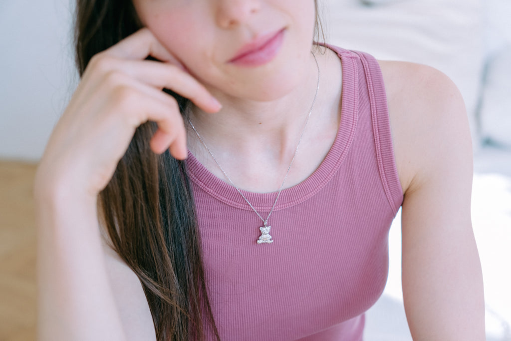 Bear silver necklace