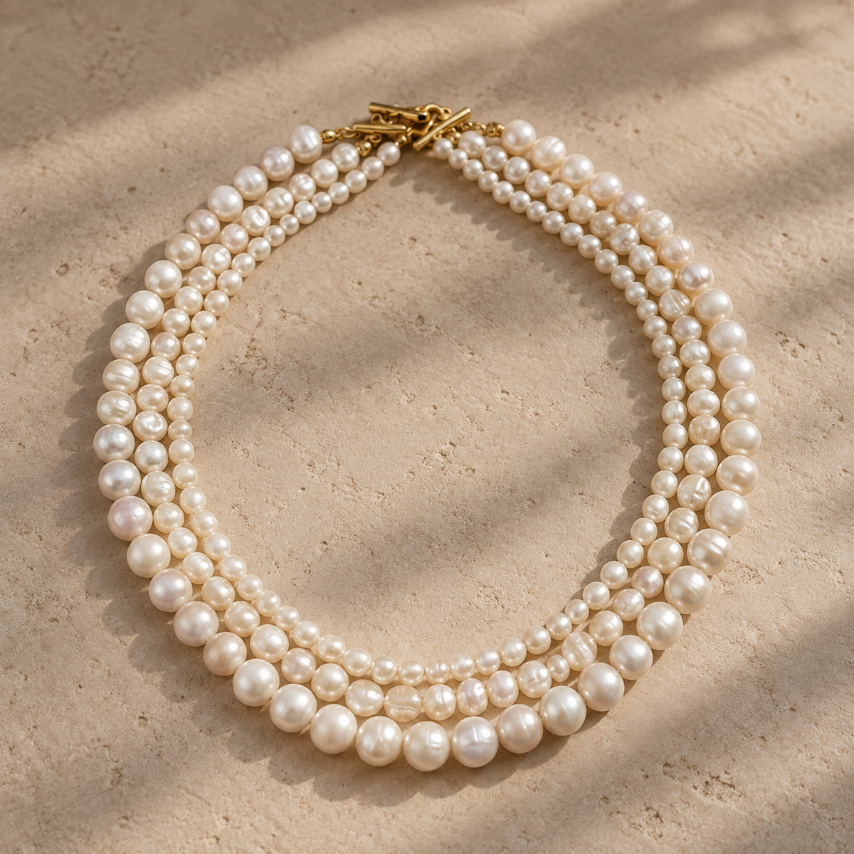 Triple pearl necklace