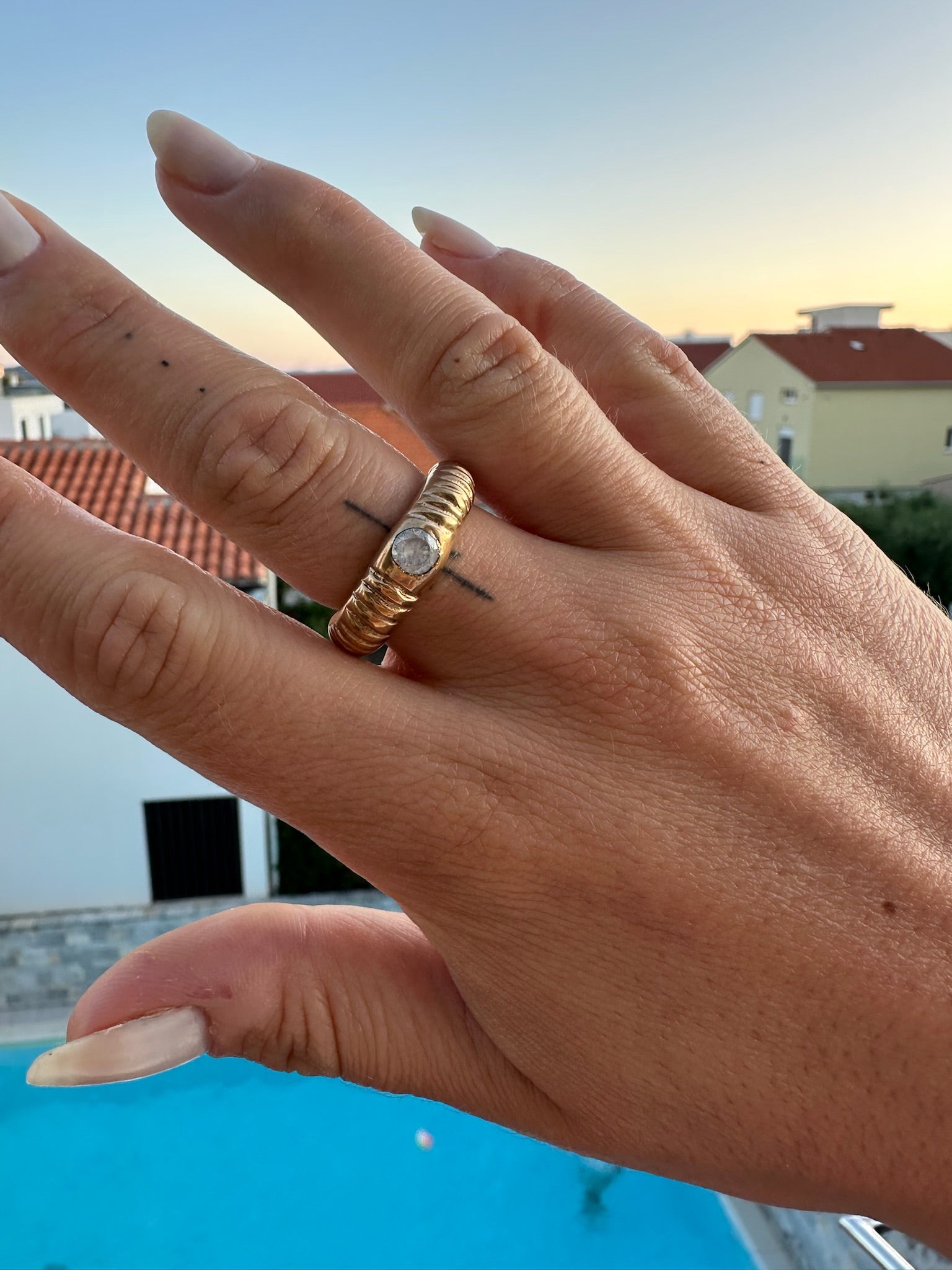 Croissant diamond ring