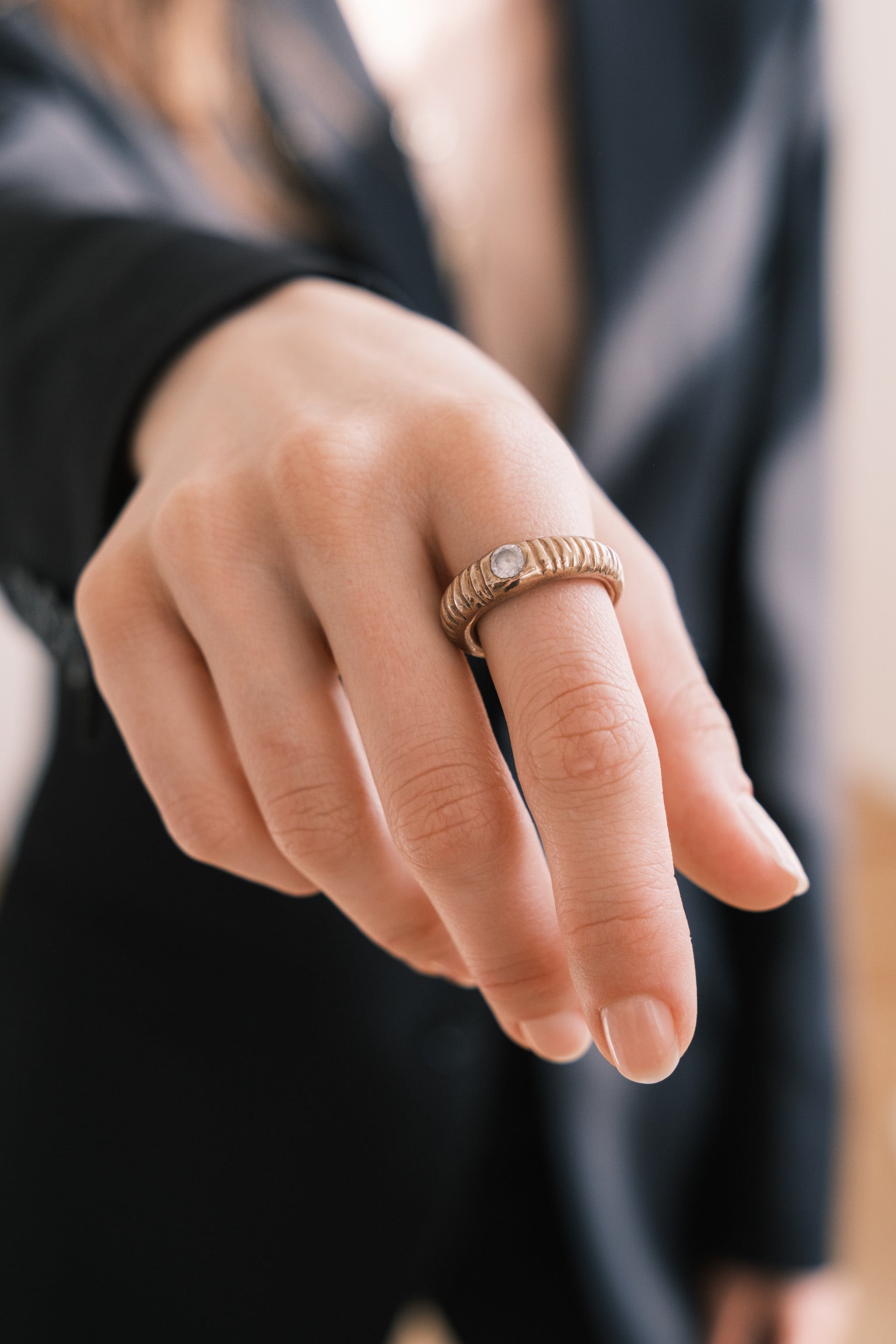 Croissant diamond ring
