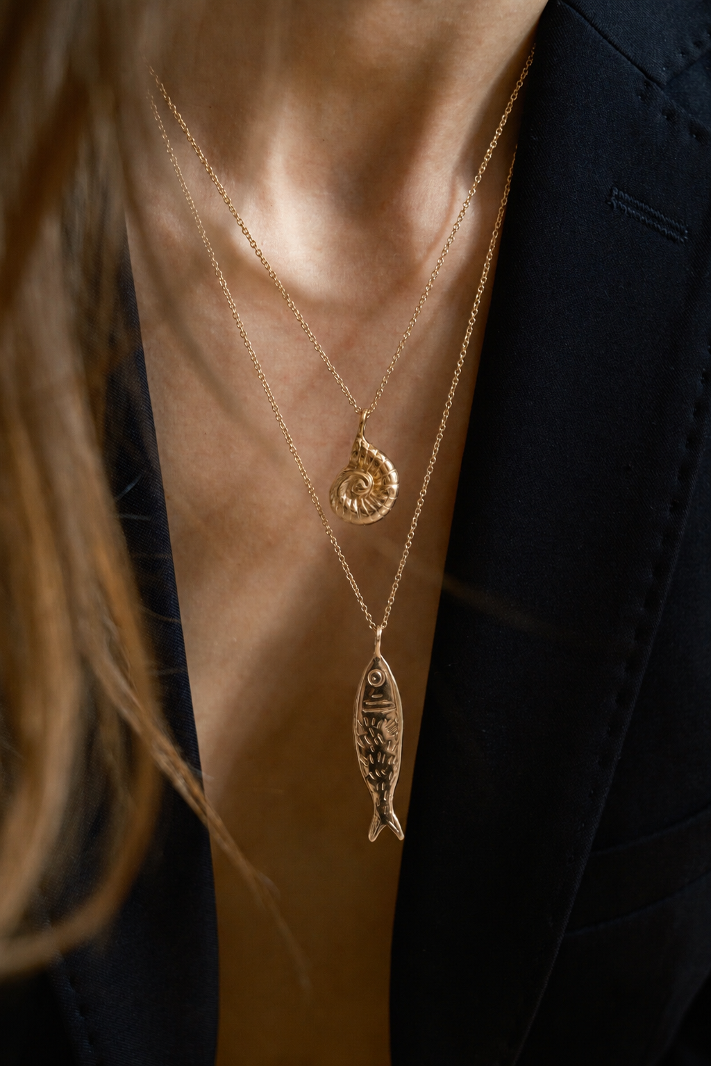 Sardine necklace gold