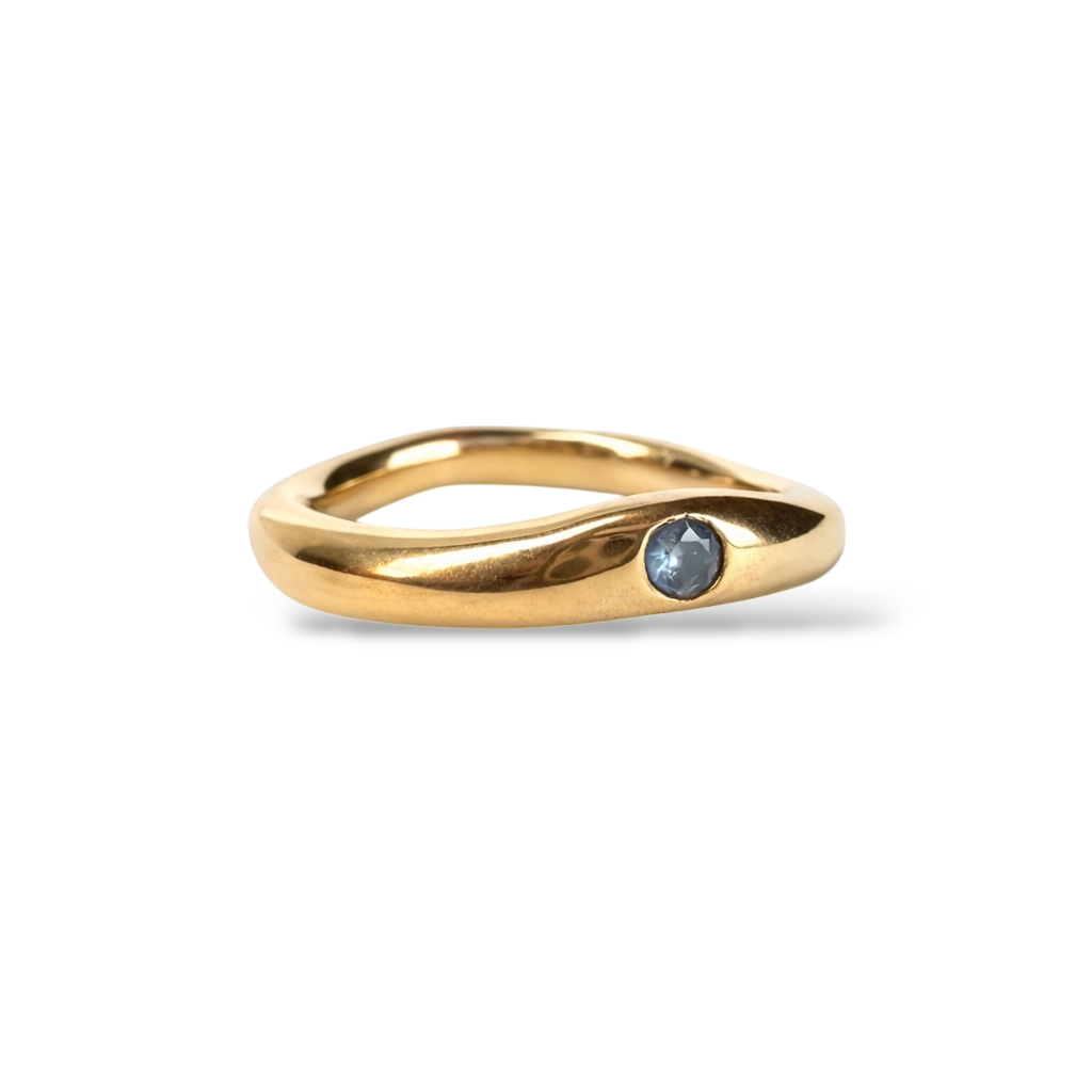 Wave blue spinel ring