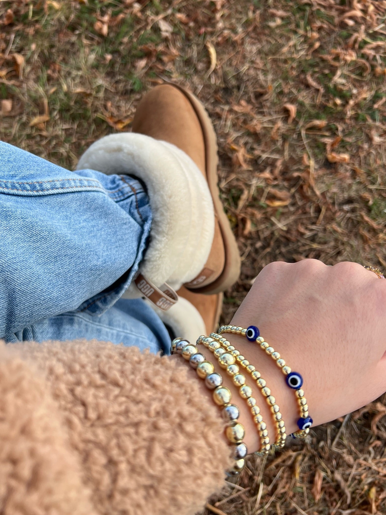 Evil Eye Gold Pearl bracelet