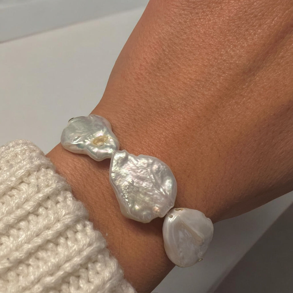 Baroque triple Gold Pearl bracelet