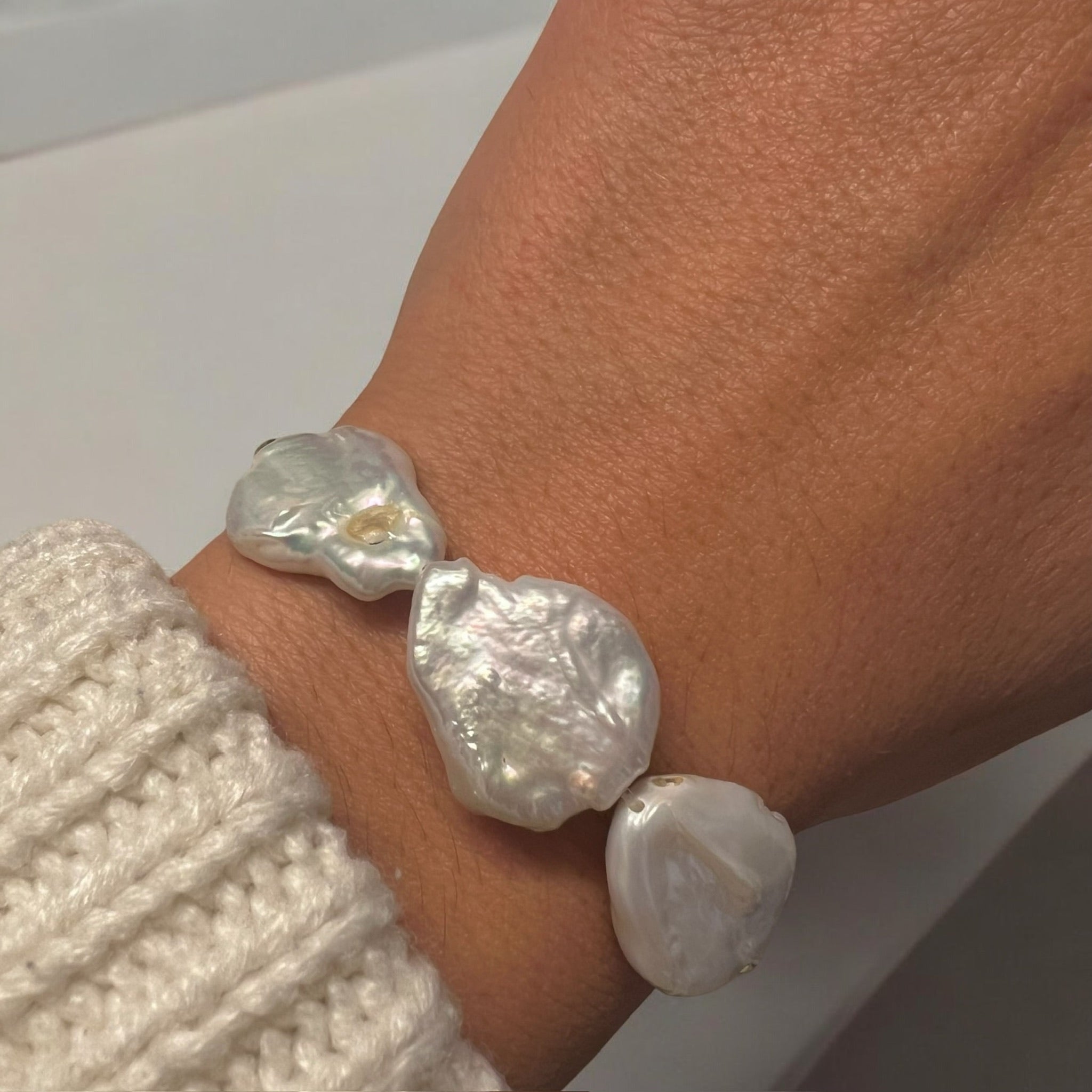 Baroque triple Gold Pearl bracelet