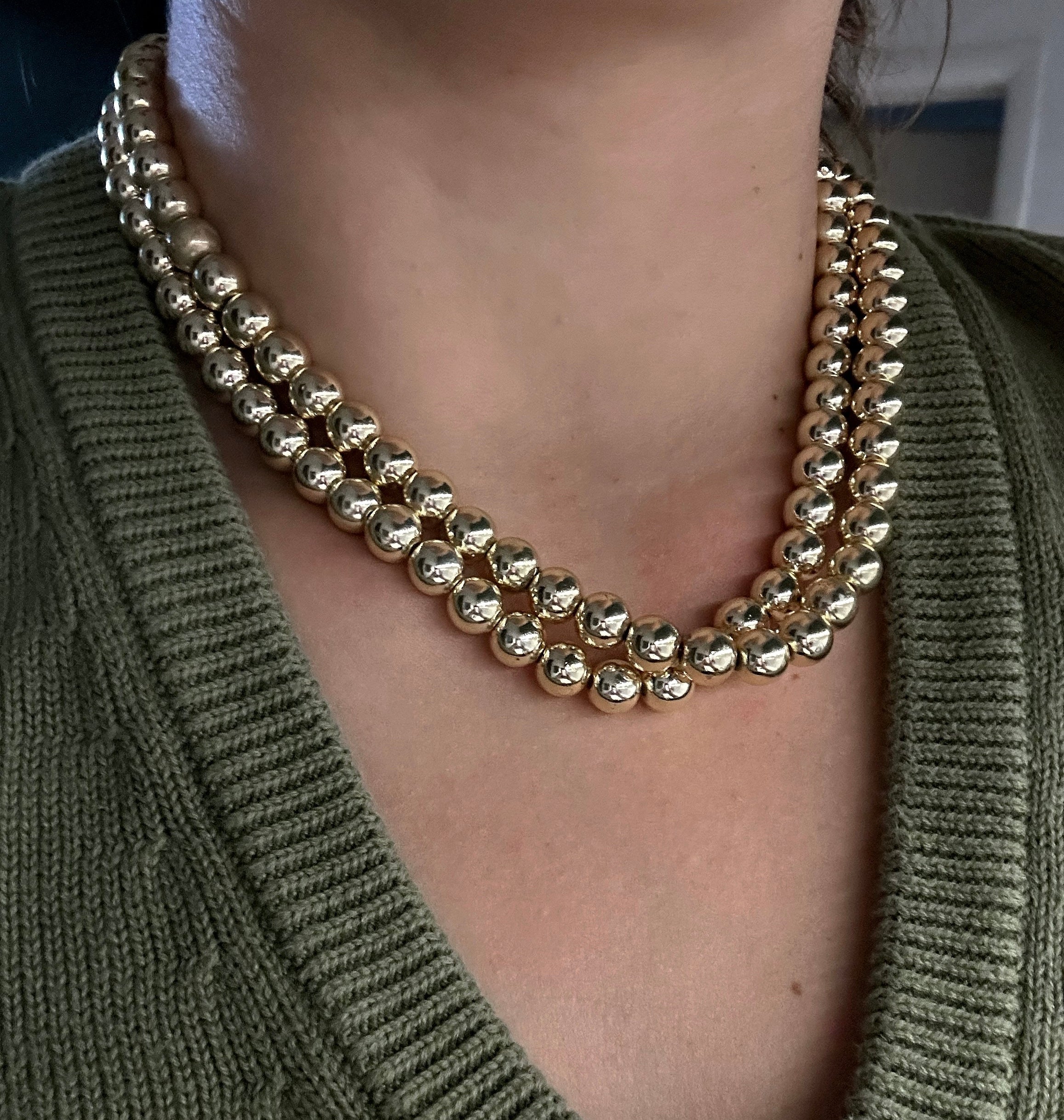 Gold Pearl necklace 8 mm