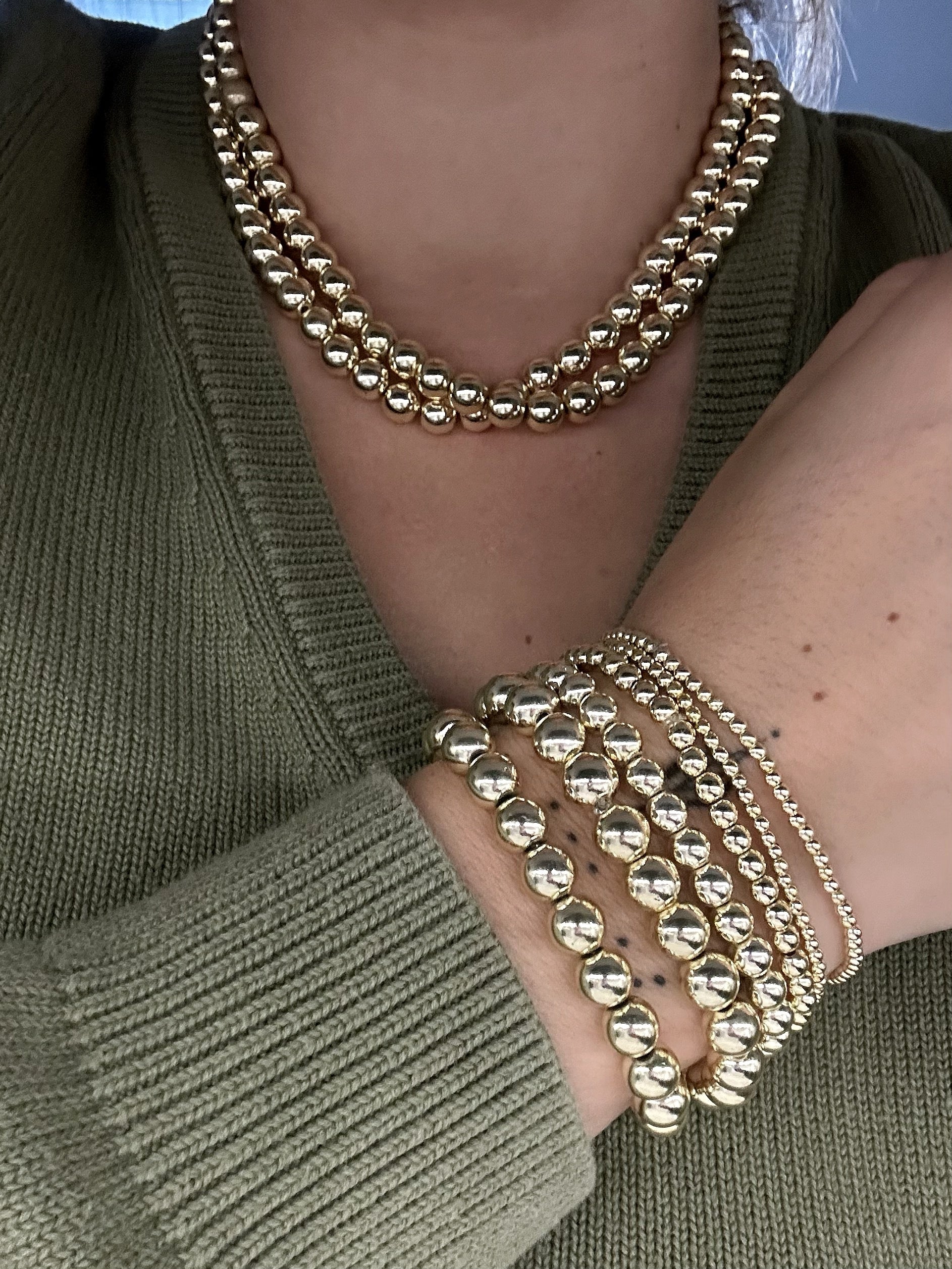 Gold Pearl necklace 8 mm