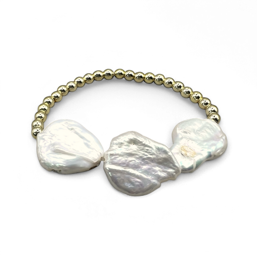 Baroque triple Gold Pearl bracelet