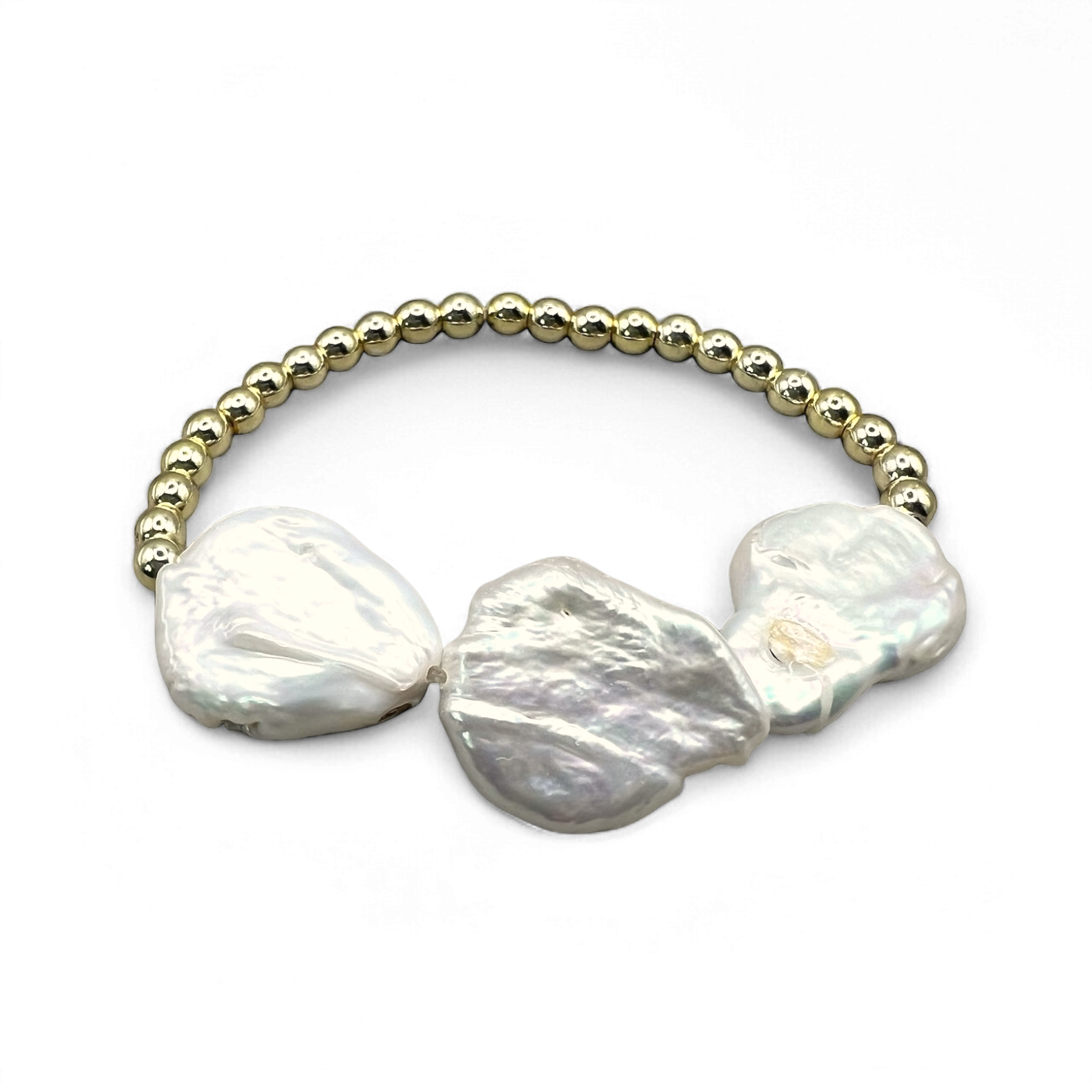 Baroque triple Gold Pearl bracelet
