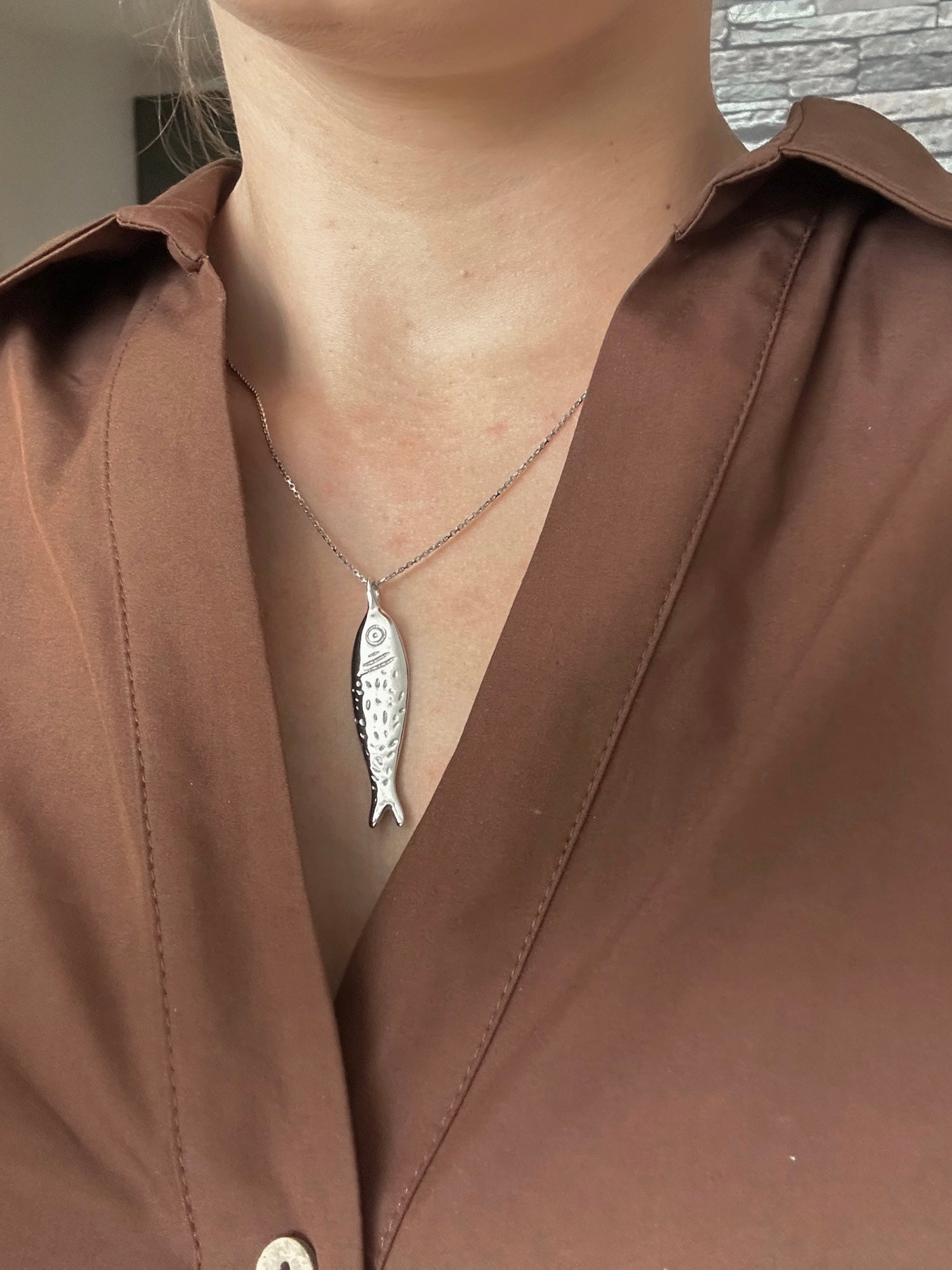 Sardine silver necklace